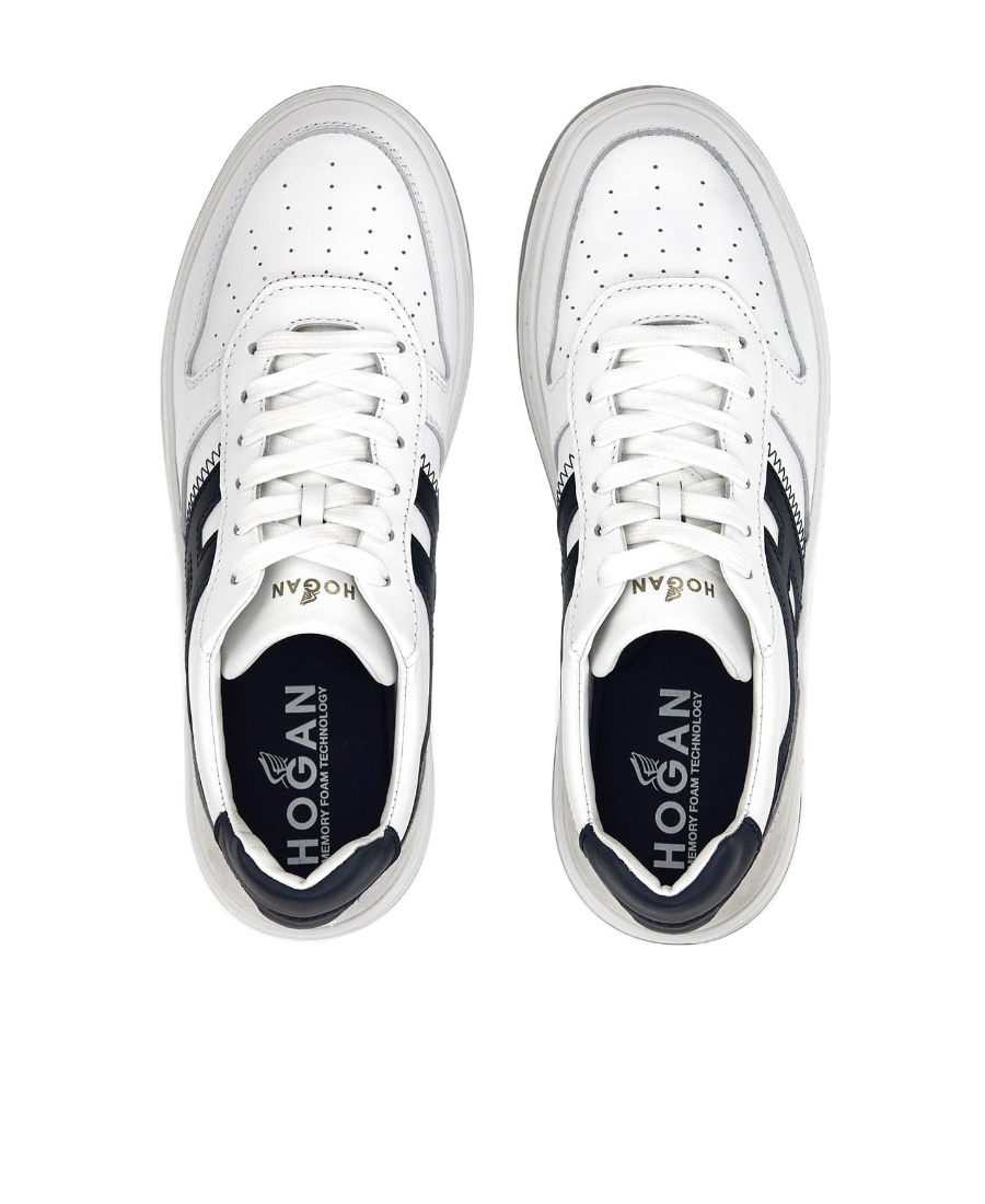 Hogan H630 Leather Sneakers With Contrasting Monogram In White