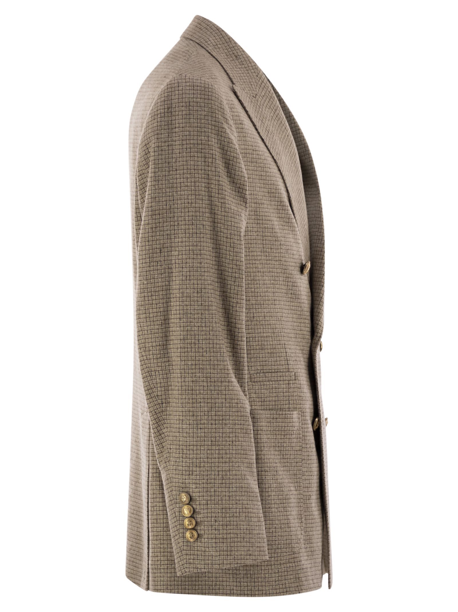 Brunello Cucinelli Beige Wool And Silk Double-breasted Blazer