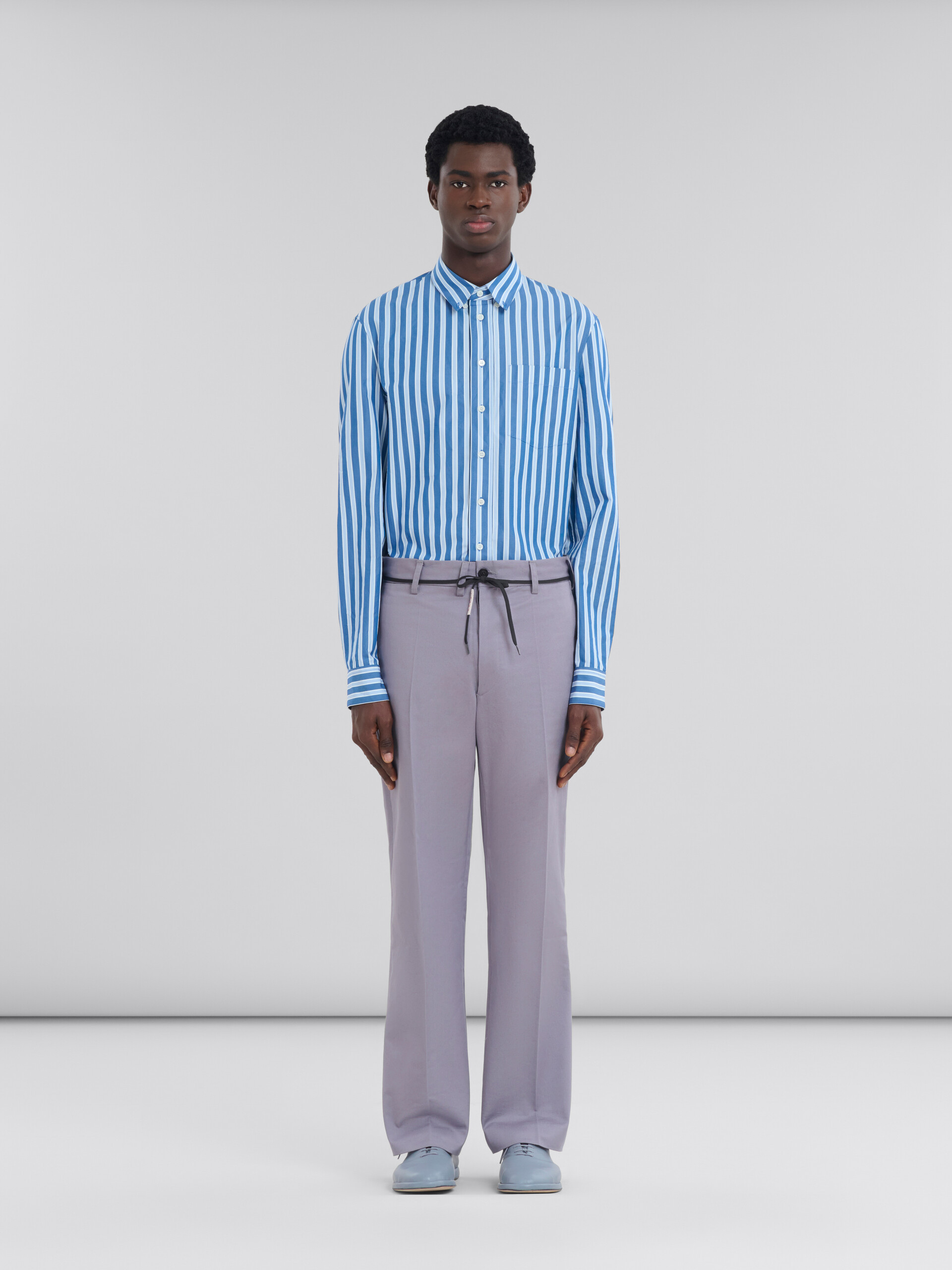 Shop Marni Grey Bio Gabardine Chinos In Purple