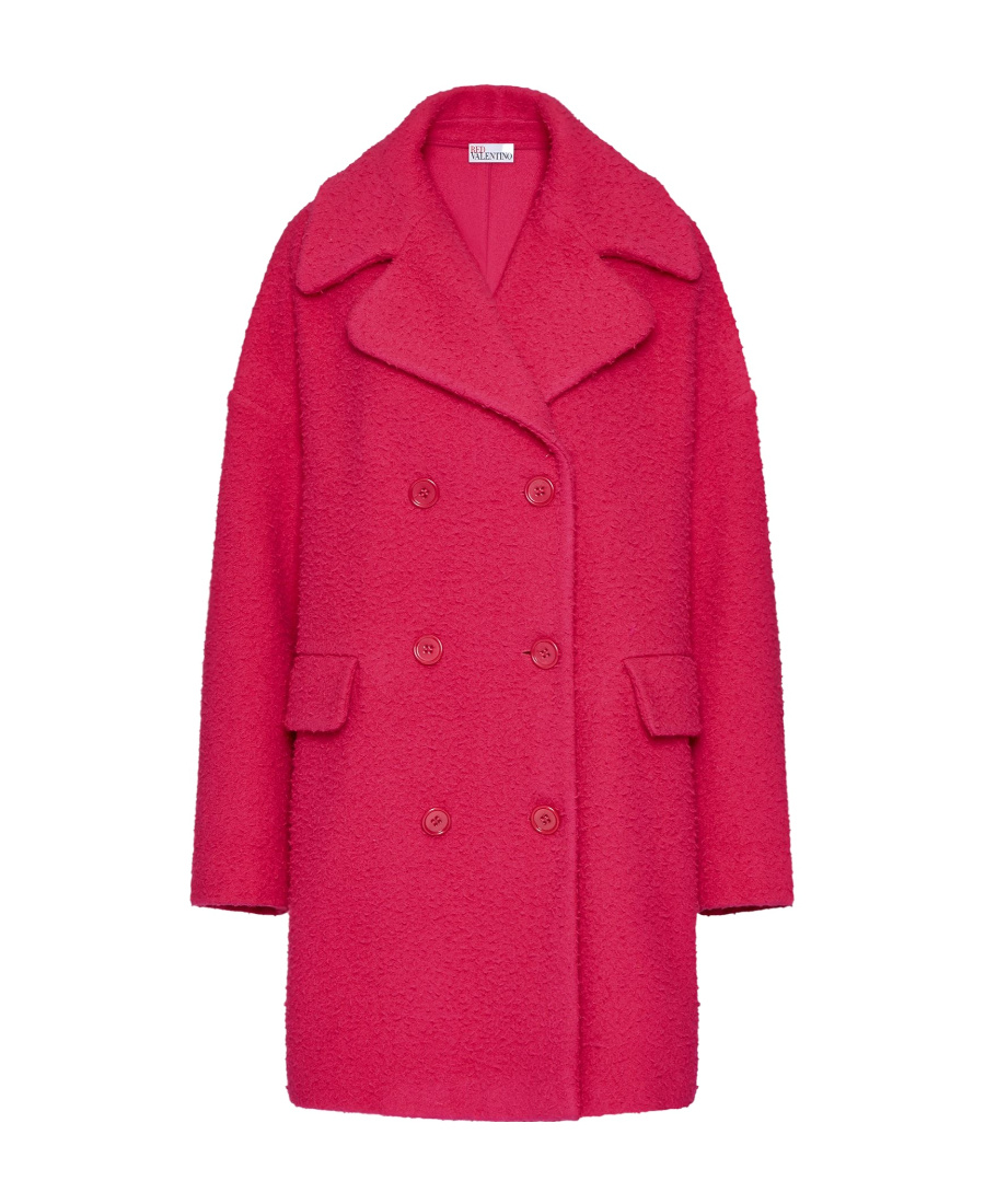 Red Valentino Wool Double-breasted Coat In Red