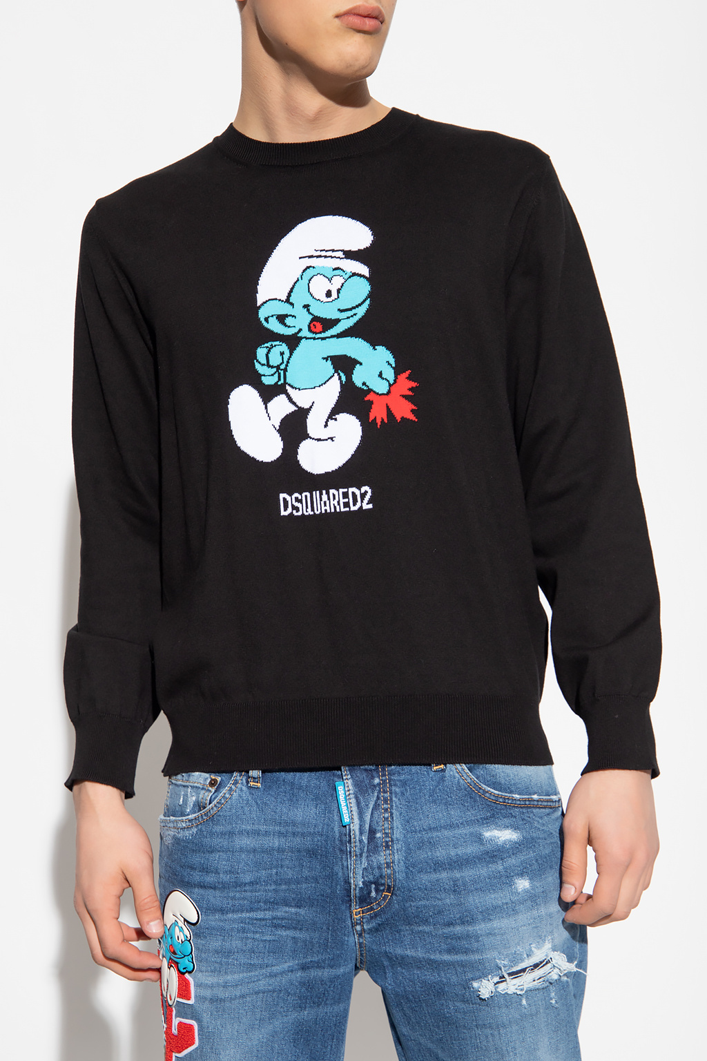 Dsquared2 Intarsia-knit Organic Cotton Jumper In Black