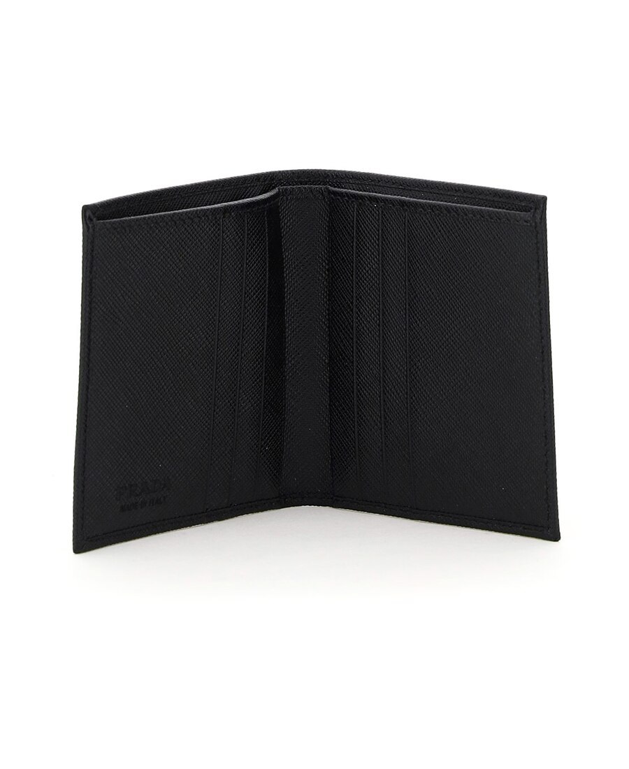 Prada Men Black Leather Wallet In Black