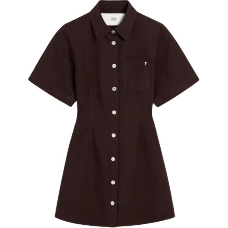 Ami Alexandre Mattiussi Ami Paris Short-sleeve Shirt Dress In Black