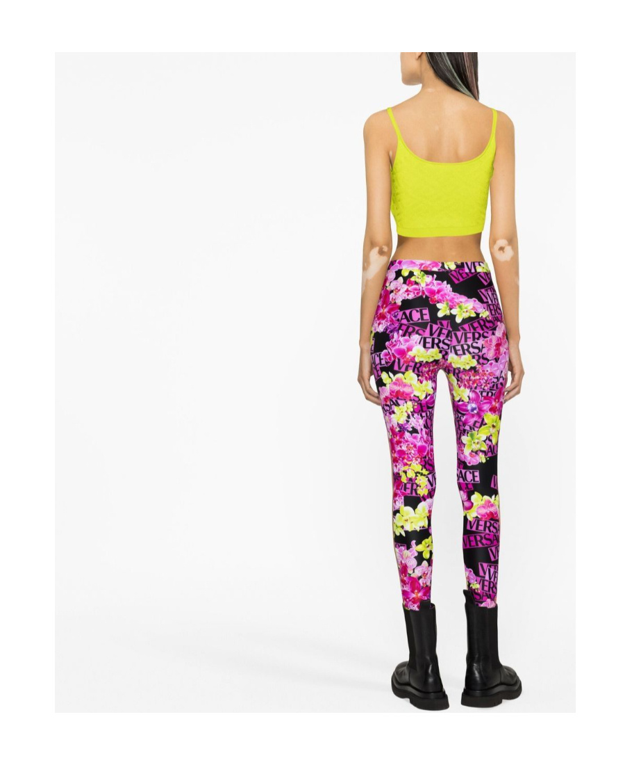 Versace Medusa-motif Knitted Top In Yellow