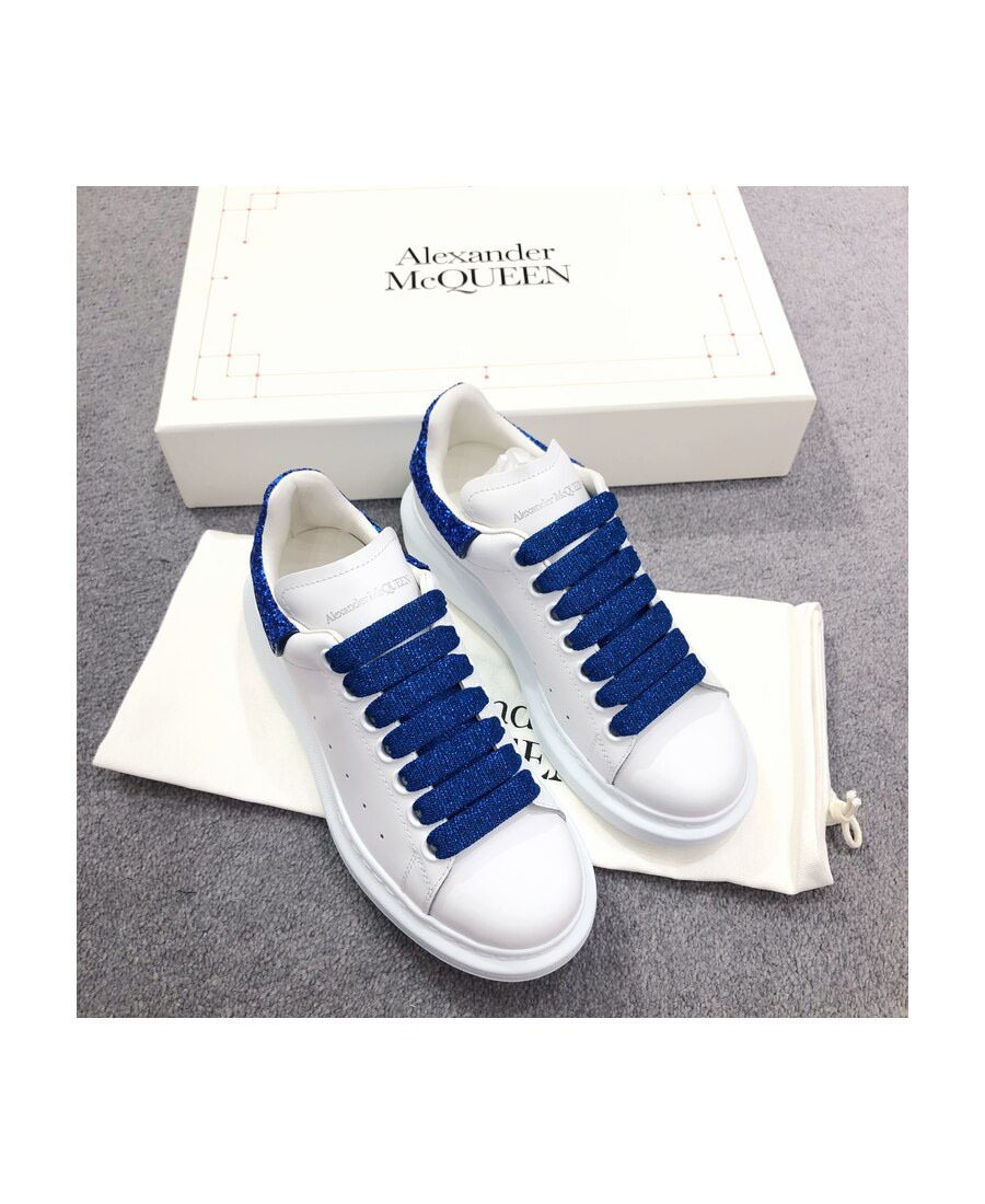 Alexander Mcqueen Sequined Blue Tail Casual Sneakers In White