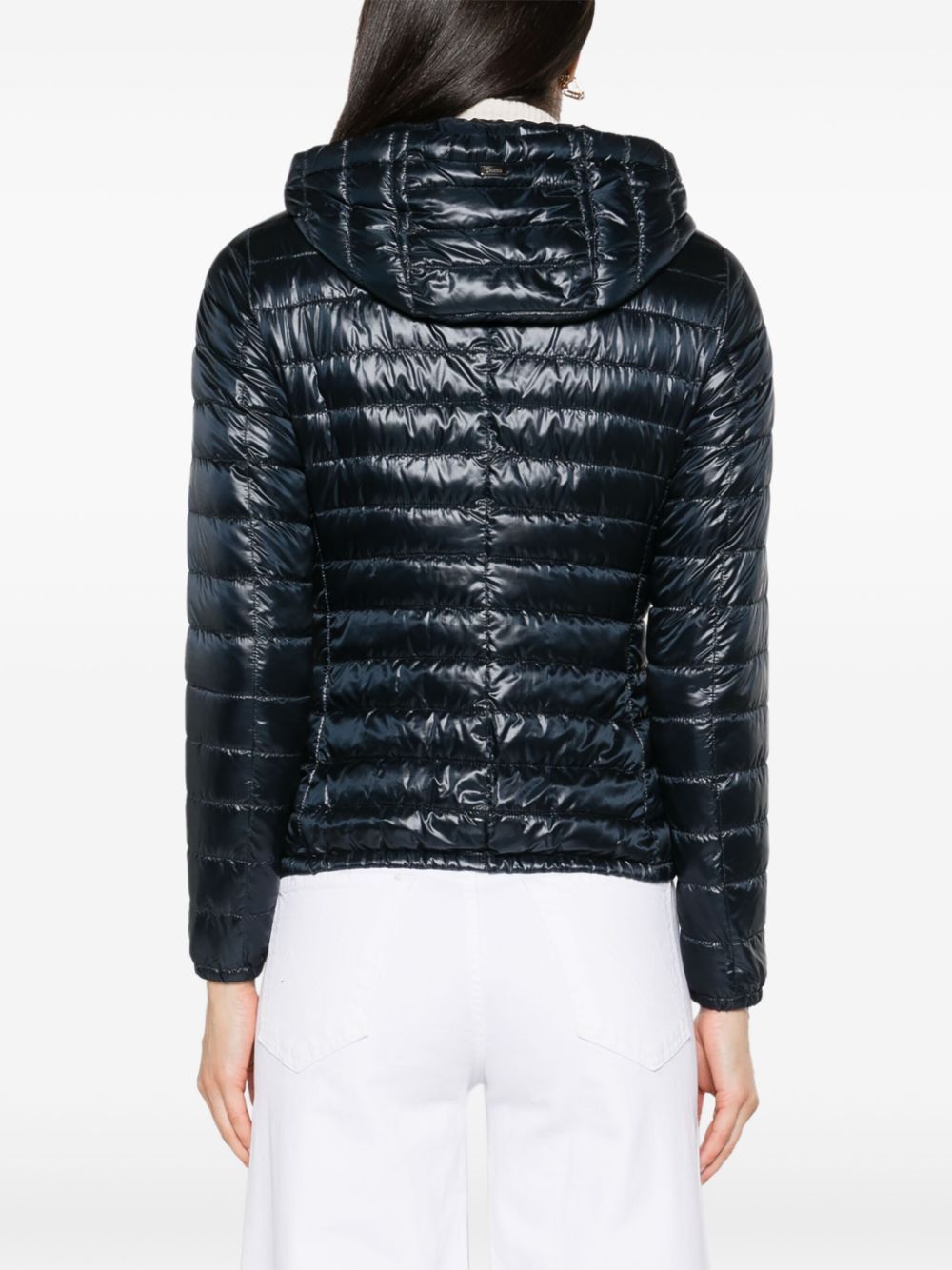 Herno Short Quilted Down Jacket With Detachable Hood In Black