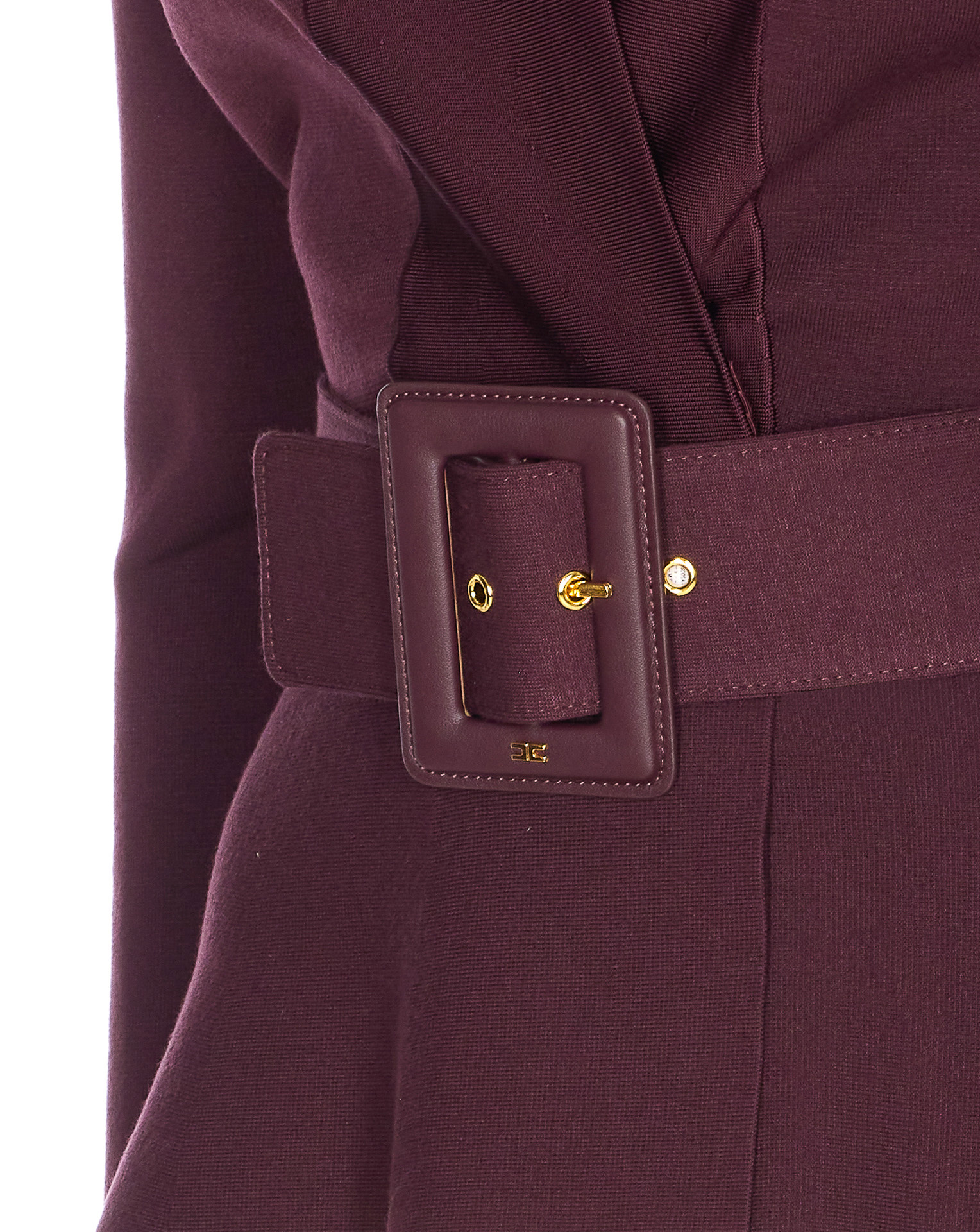 Elisabetta Franchi Tailored Peplum Jacket Belted Waist In Burgundy