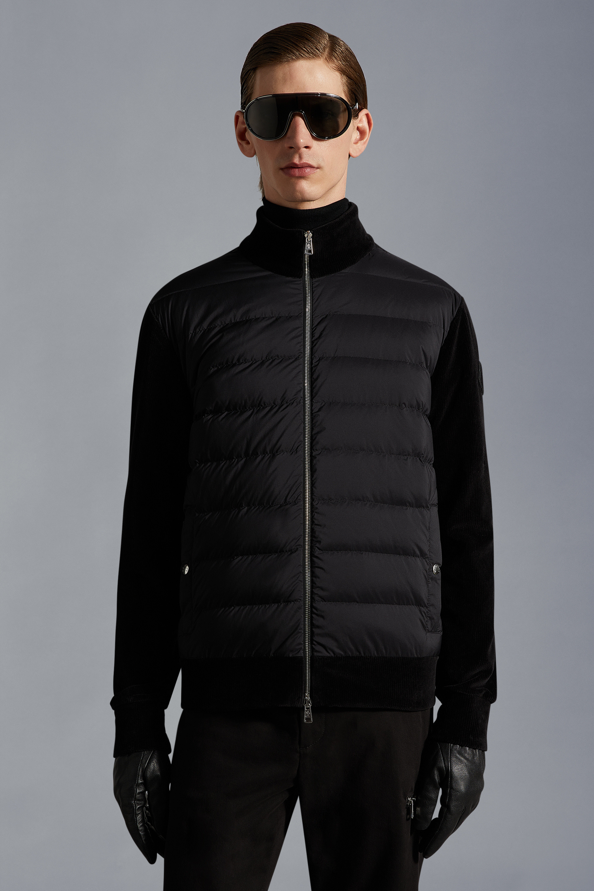 Moncler Padded-panel Zipped-up Jacket In Black
