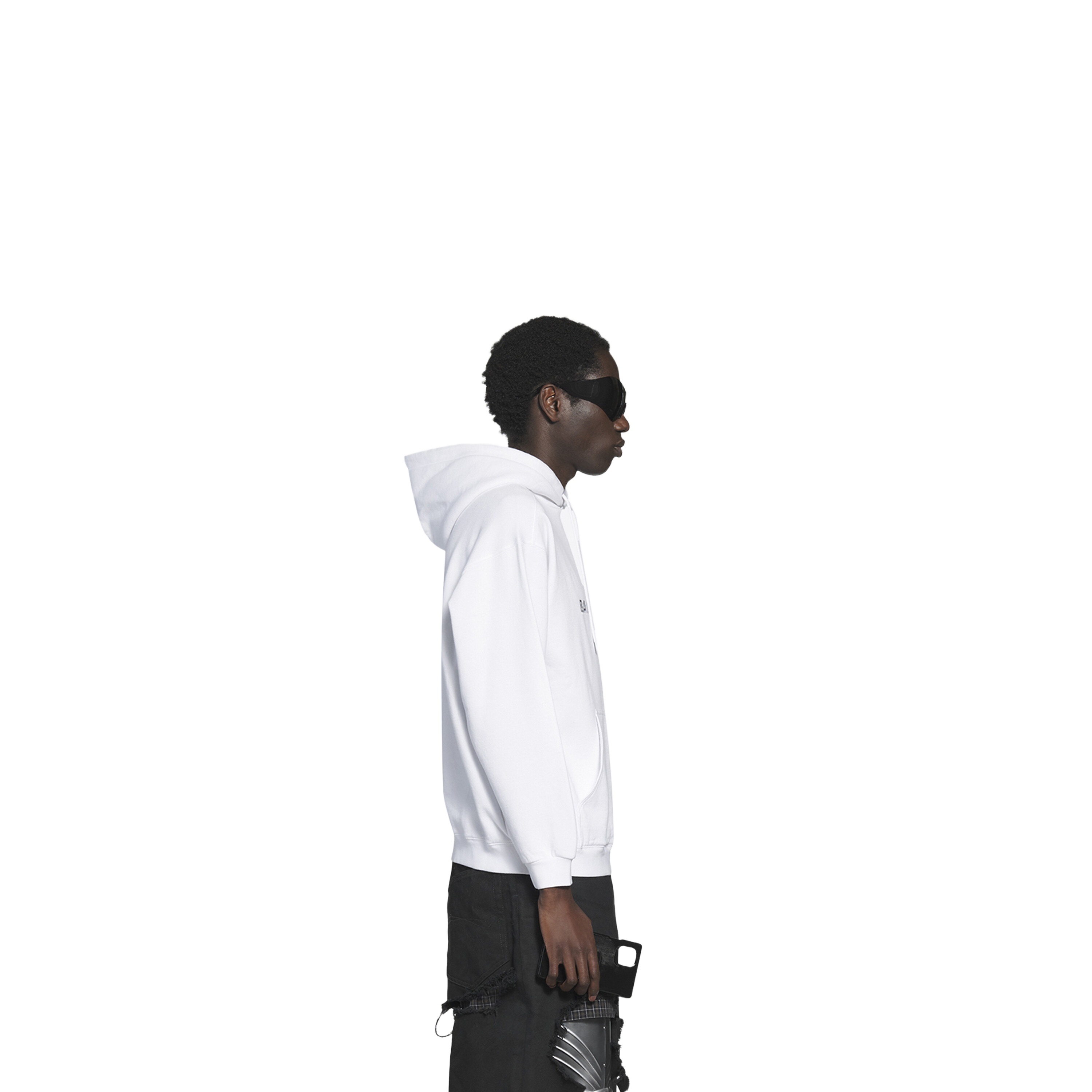 Balenciaga Pixel Logo-print Drawstring Hoodie In White