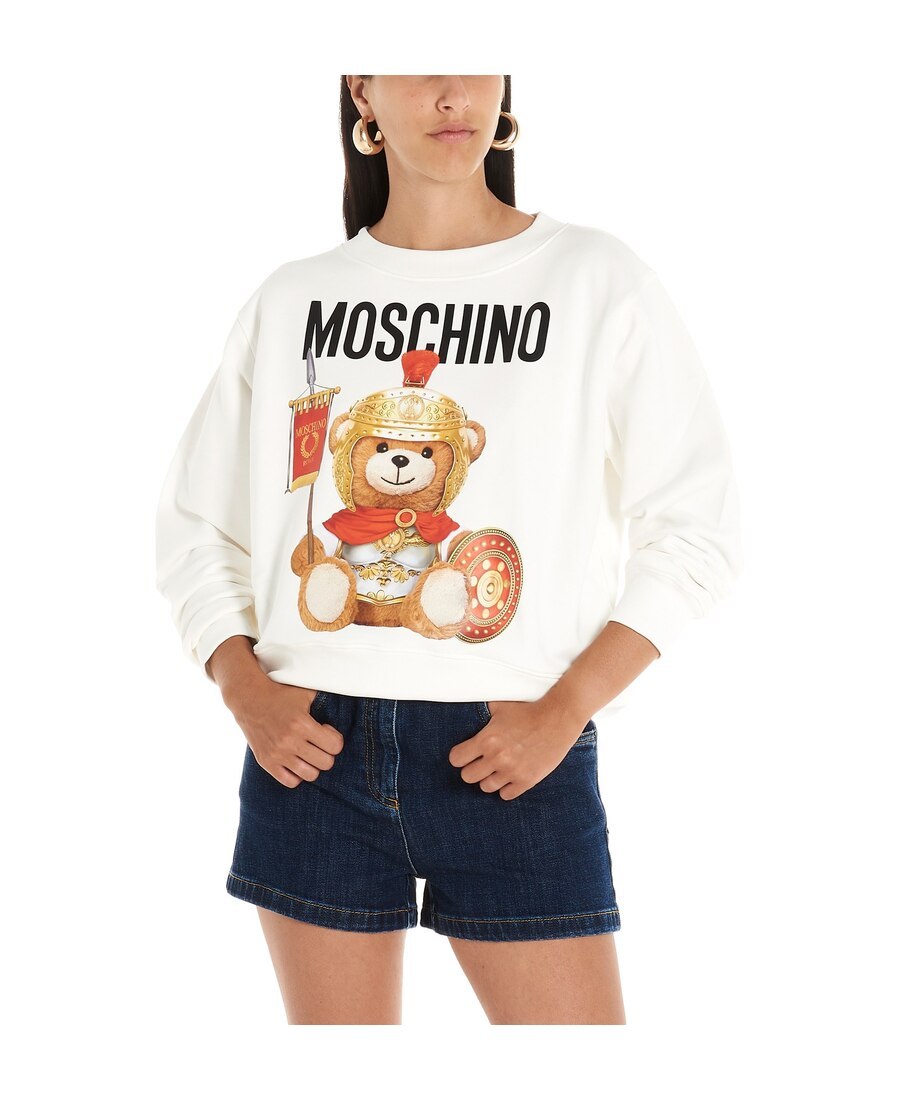 Moschino Teddy Bear Printed Sweater In Nude