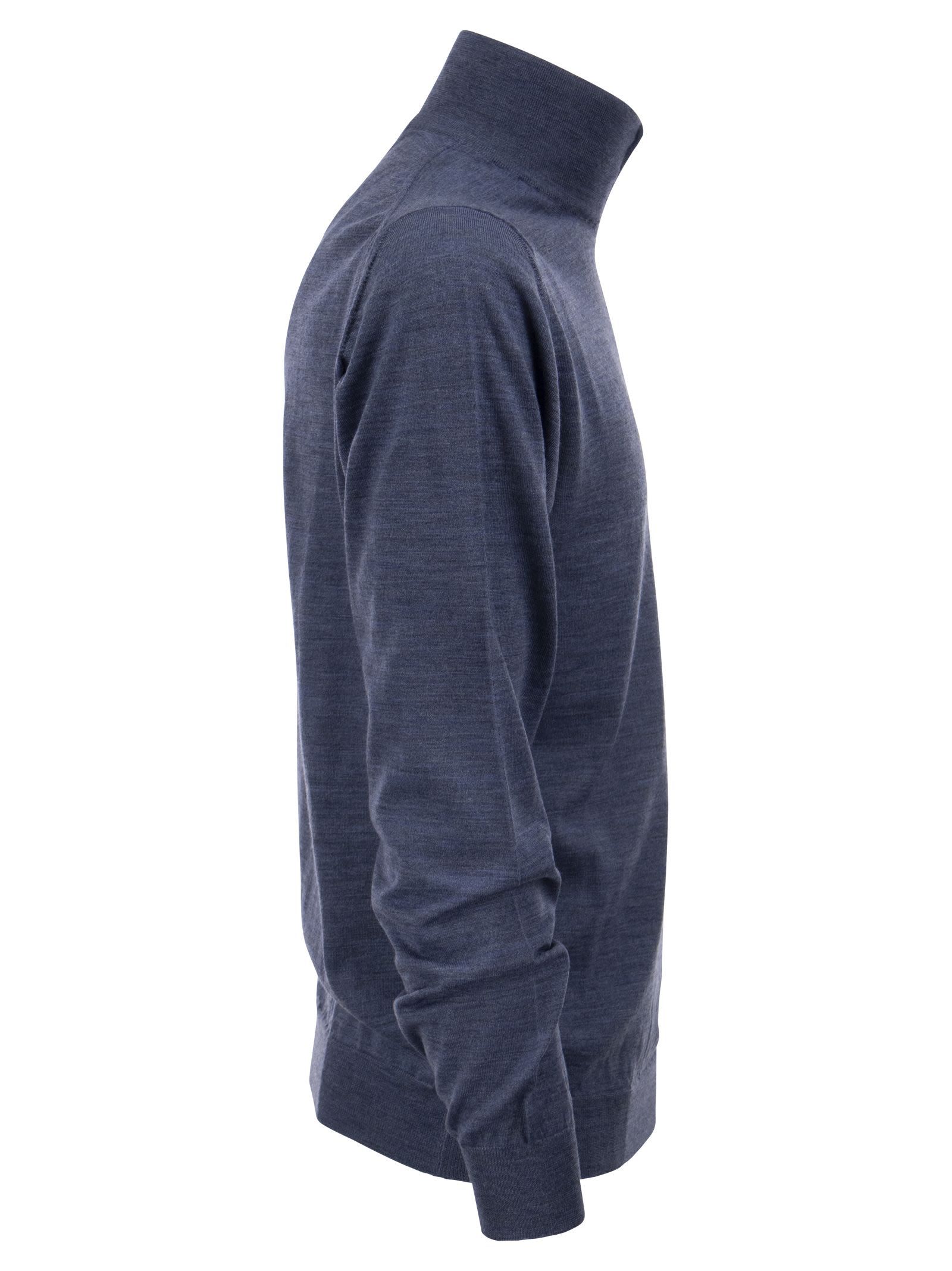 Fedeli Long-sleeved Semi-zipper Sweater In Blue
