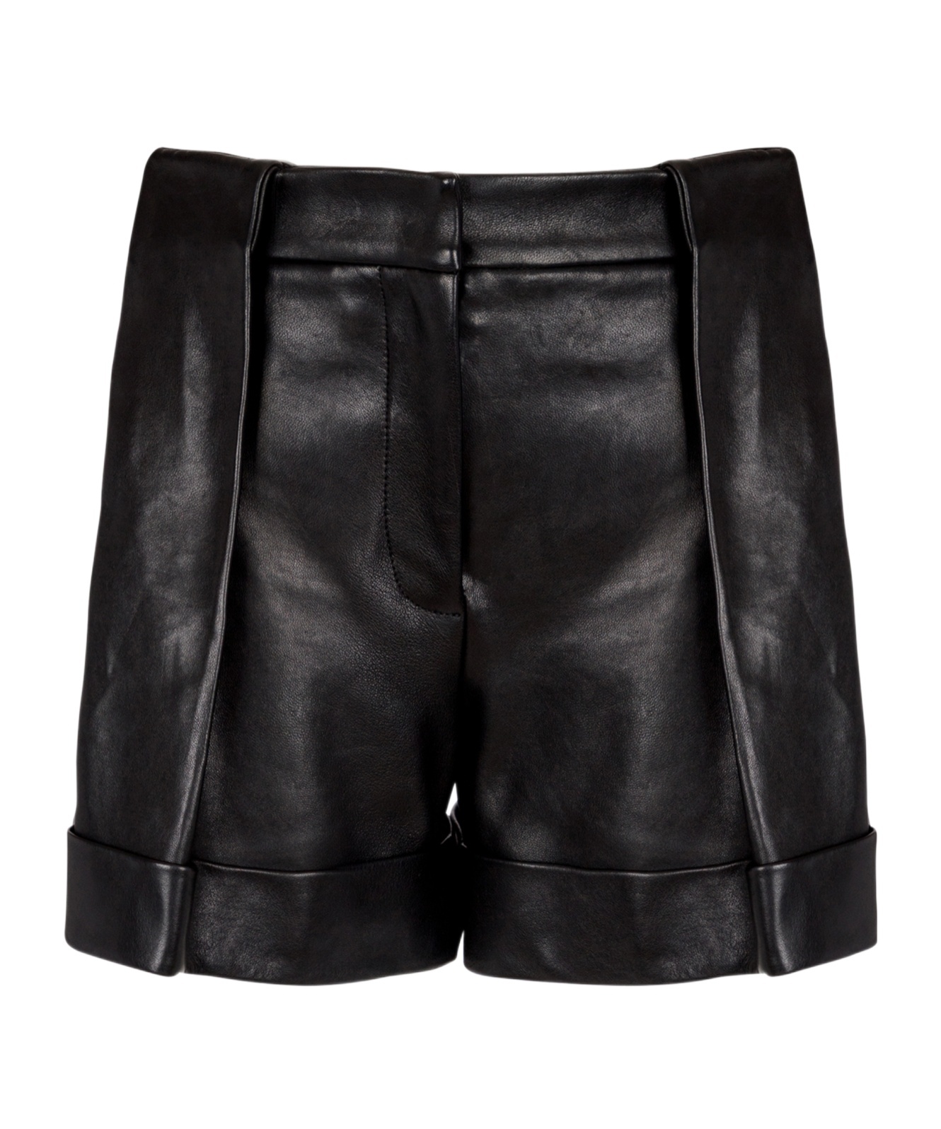 Balmain Lambskin Pleated Shorts In Black