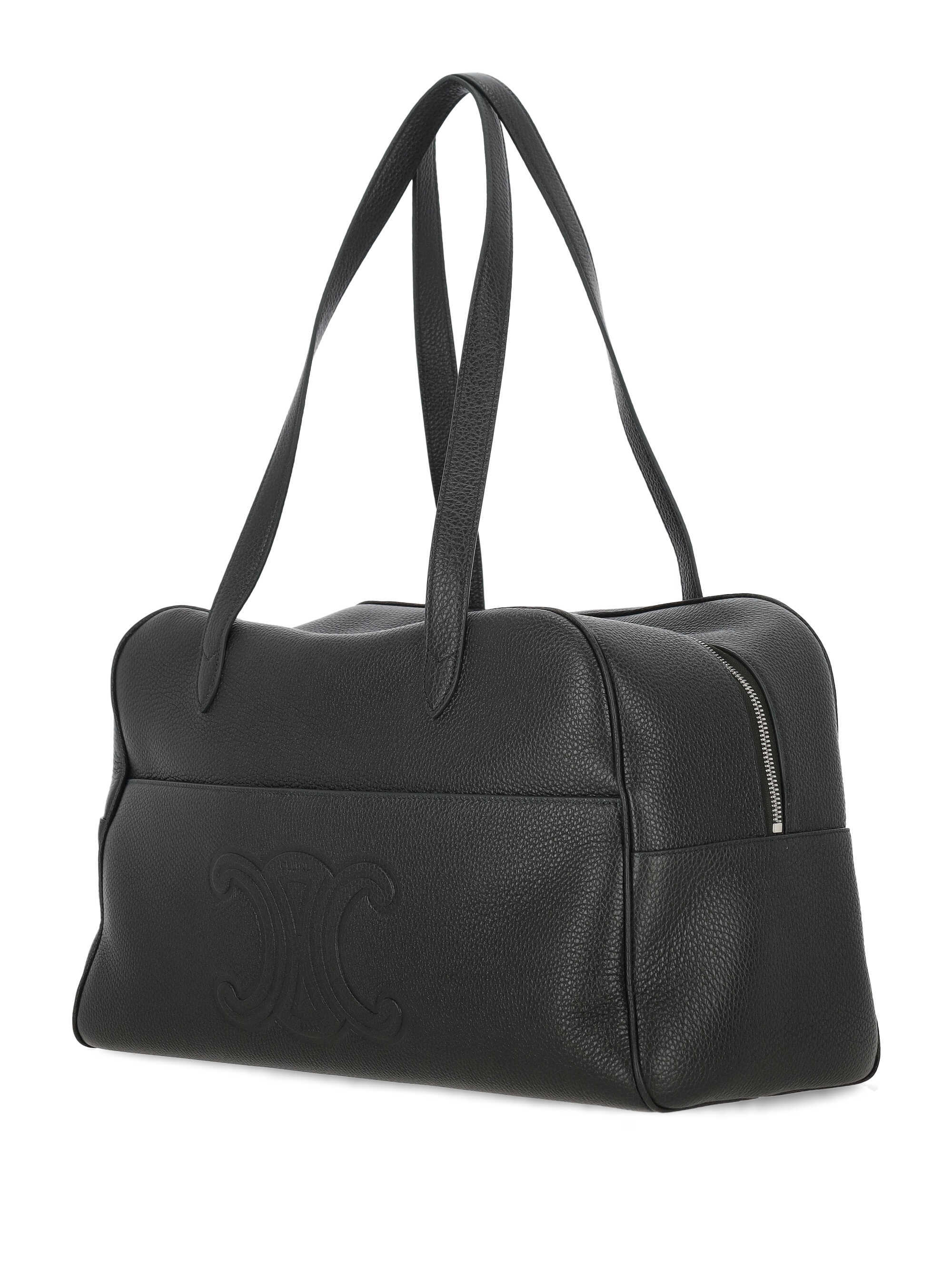 Celine Logo Shoulder Bag In Black