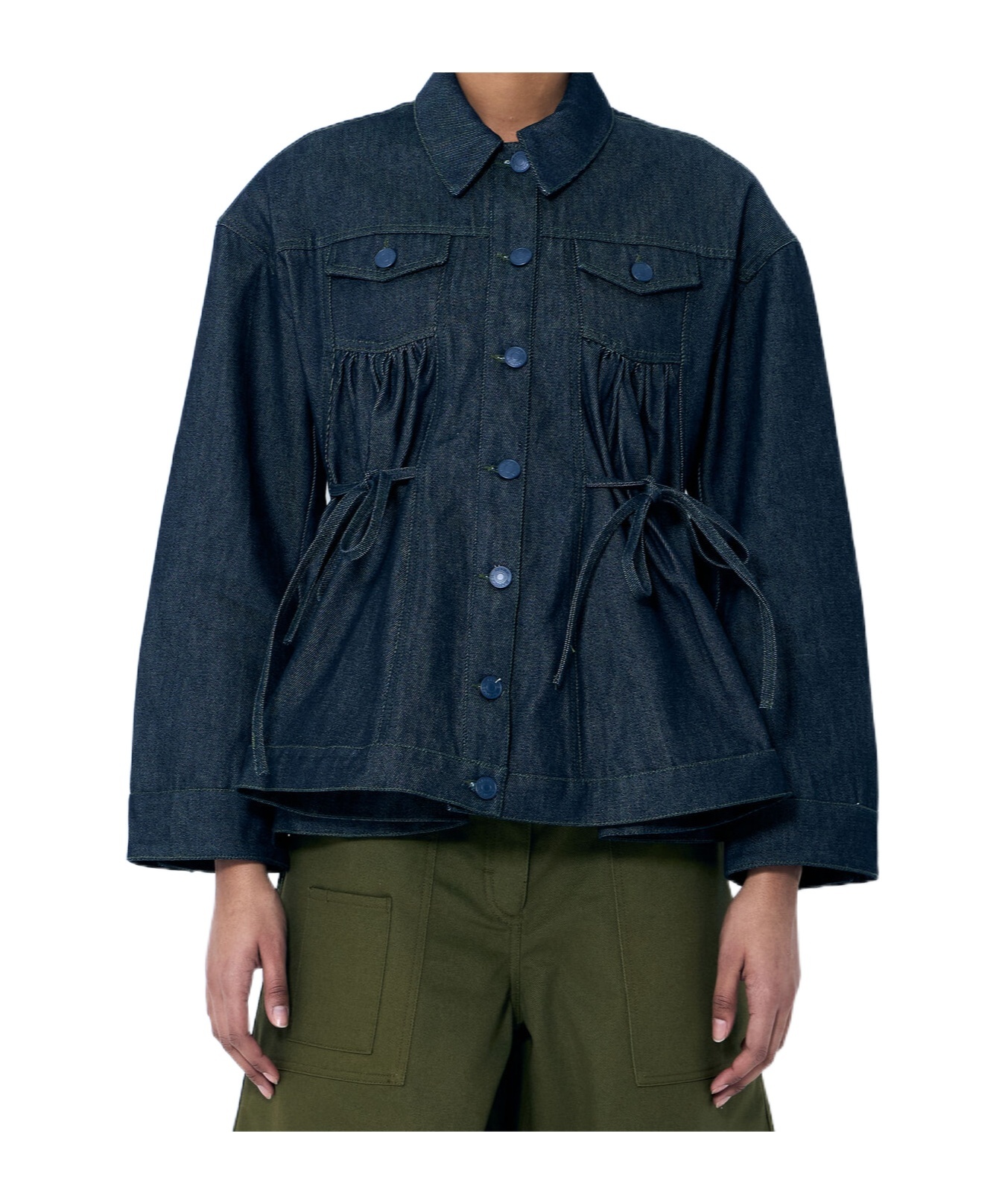 Cecilie�bahnsen Long-sleeved Denim Jacket In Black