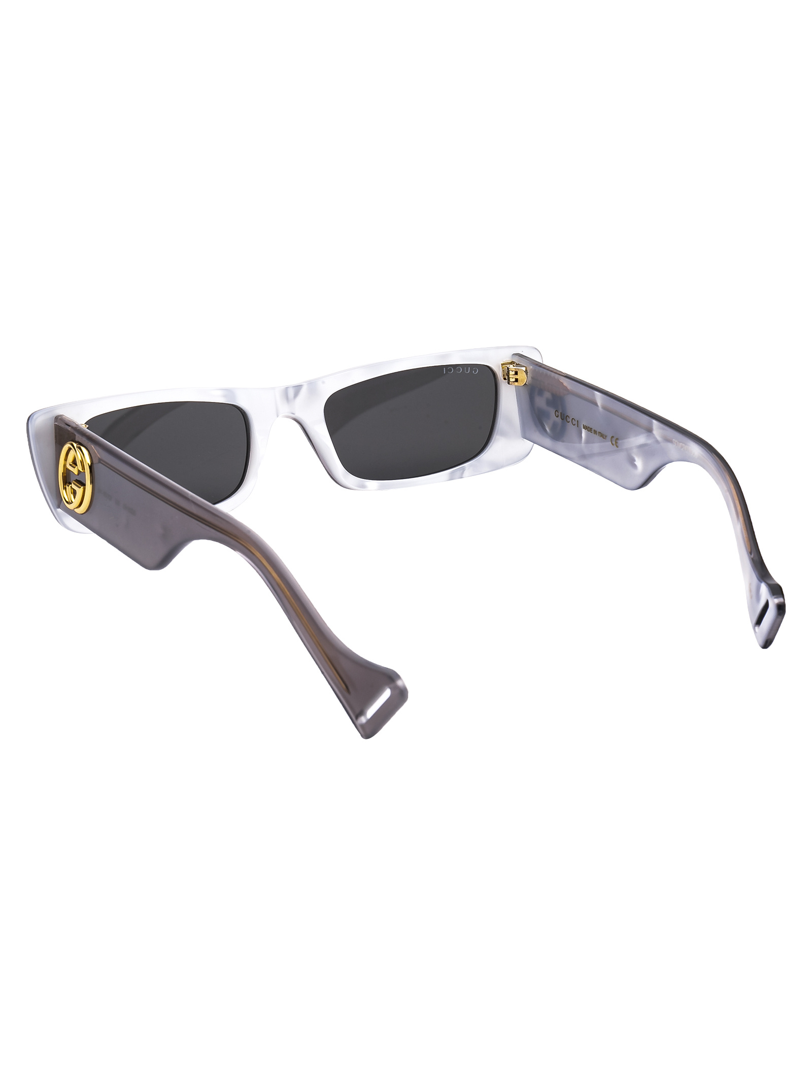 Gucci Black Interlocking G Rectangular Sunglasses In Gray