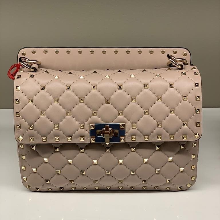 Valentino Medium Rockstud Spike Tote Bag In Nude