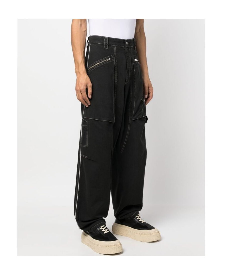 Isabel Marant Multiple-pockets Wide-leg Trousers In Black
