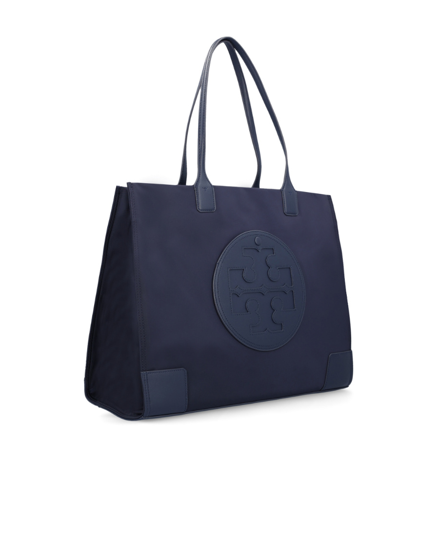 Tory Burch T Monogram Leather-trim Tote In Blue