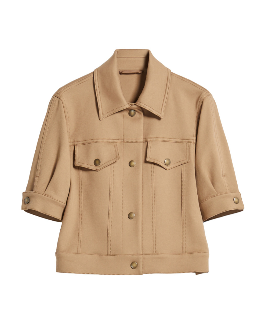 Max Mara Short Sleeve Denim Jacket In Nude