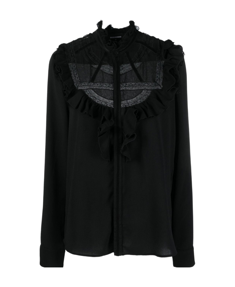 Dsquared2 Ruffled Long-sleeved Blouse In Black