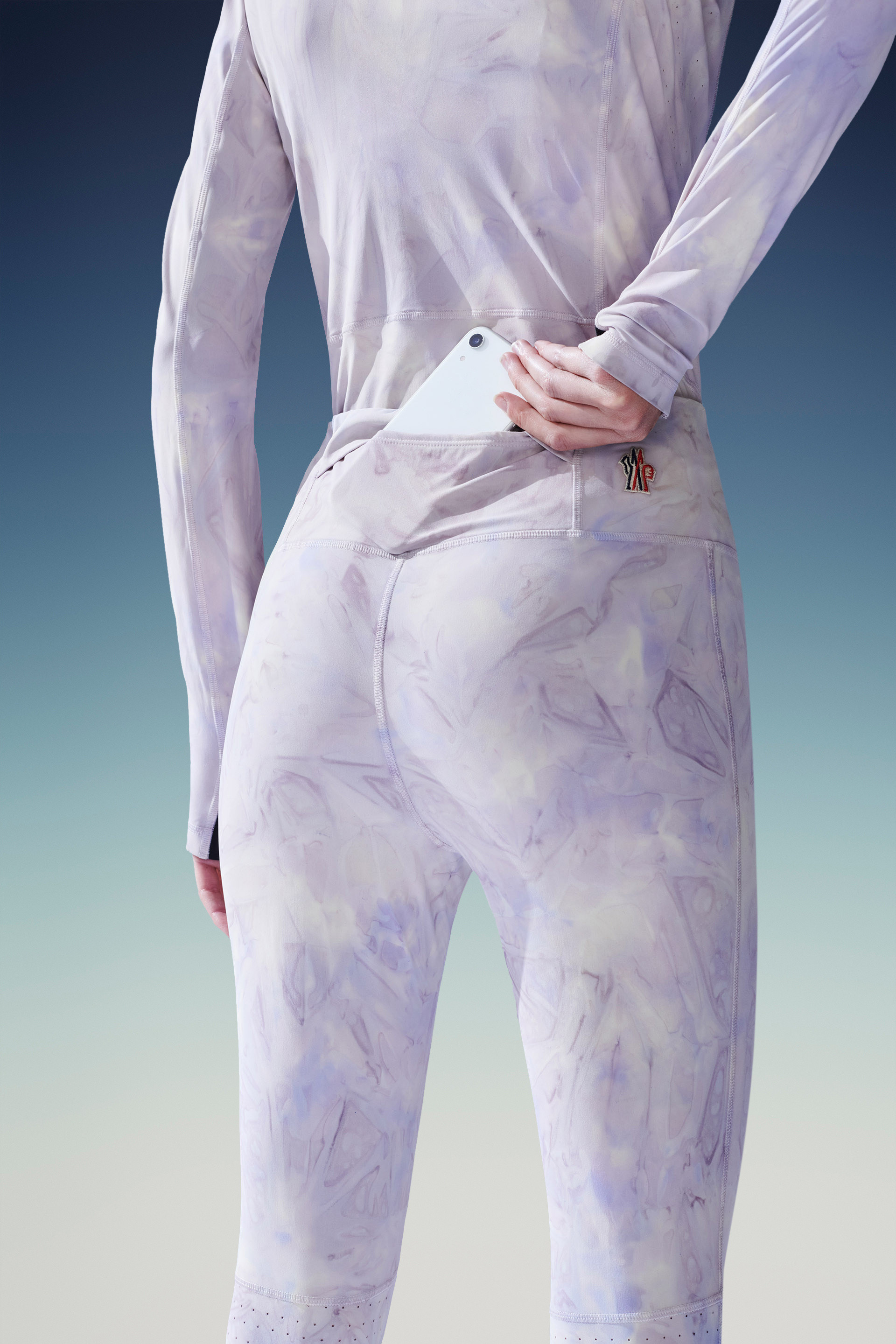 Shop Moncler Jersey Leggings In Gray
