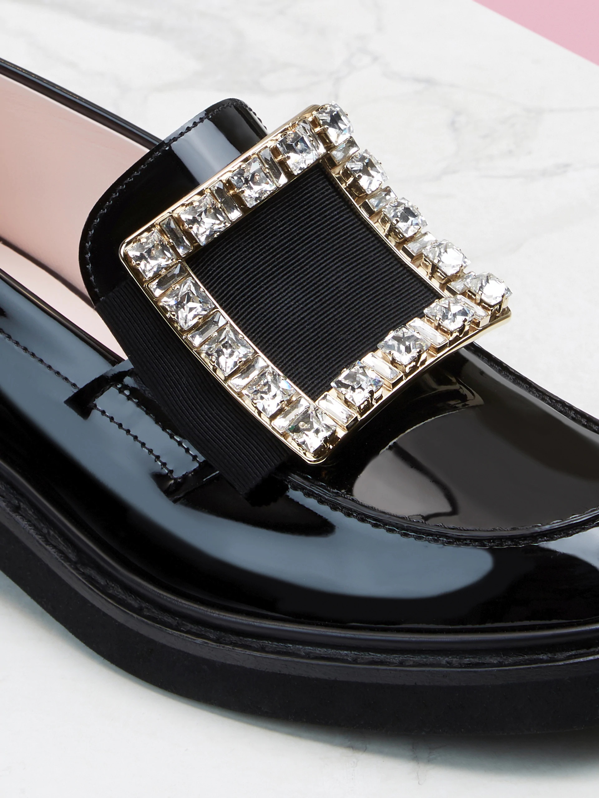 Shop Roger Vivier Crystal-embellished Patent Leather Loafers In Black