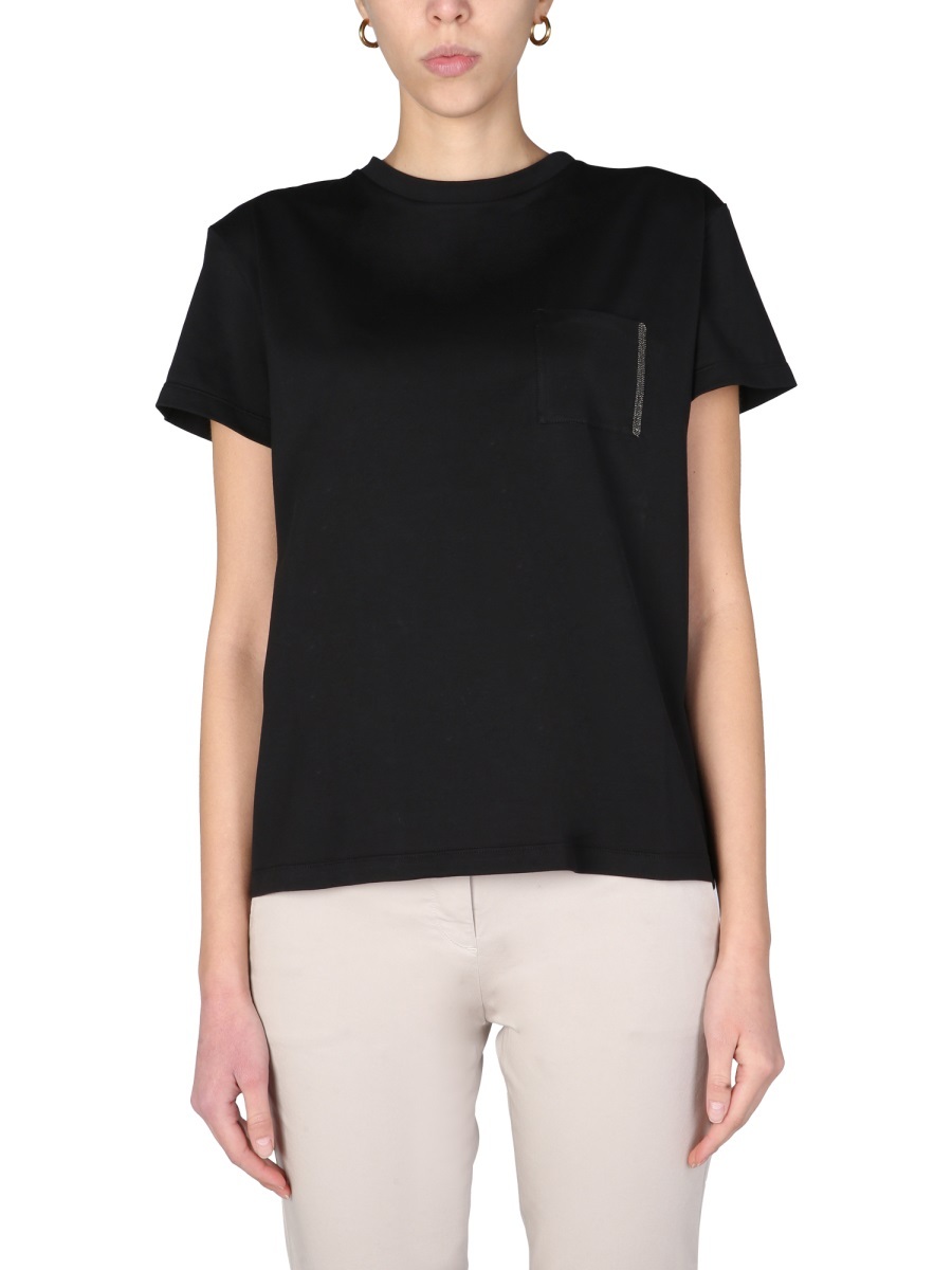 Fabiana Filippi Short-sleeved Crewneck T-shirt In Black