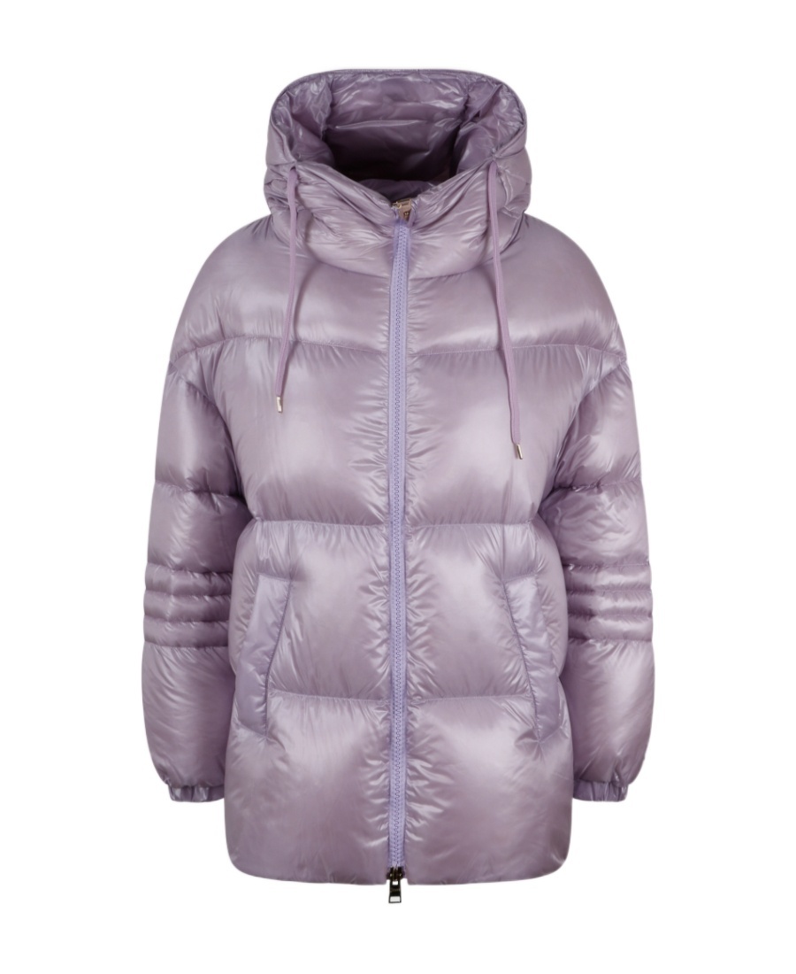 Herno Metallic Hooded Down Jacket In Purple