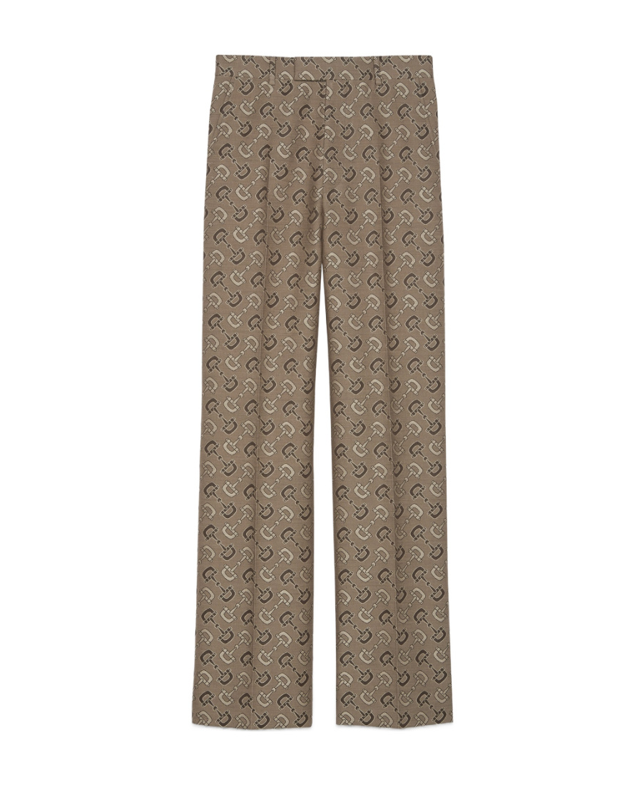 Gucci Maxi Horsebit-motif Tailored Trousers In Brown