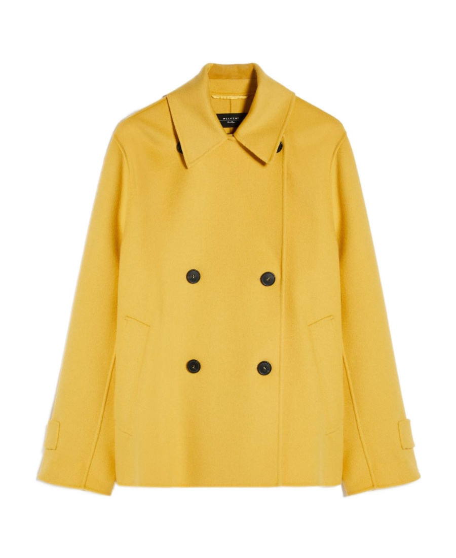 Weekend Max Mara Double-breasted Wool Pea Coat In Yellow