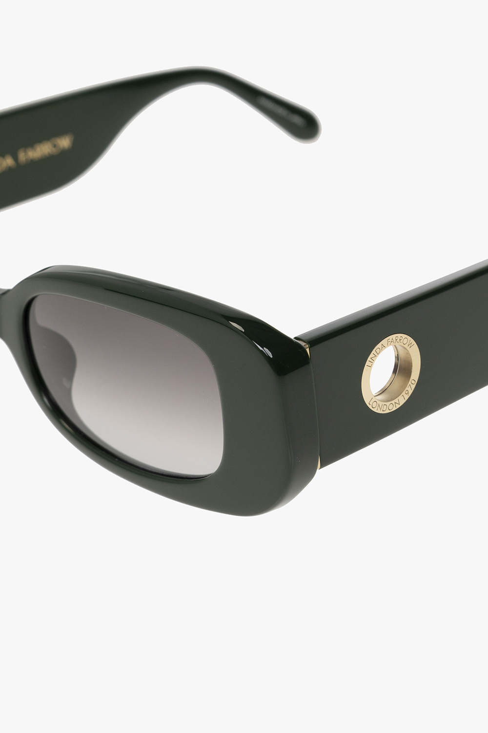 Linda Farrow Lola Rectangle Frame Sunglasses In Green