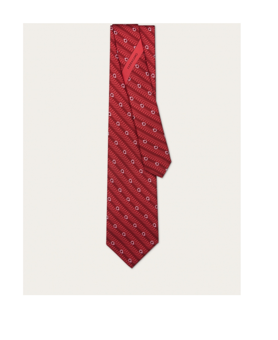 Ferragamo Printed Tie In Red