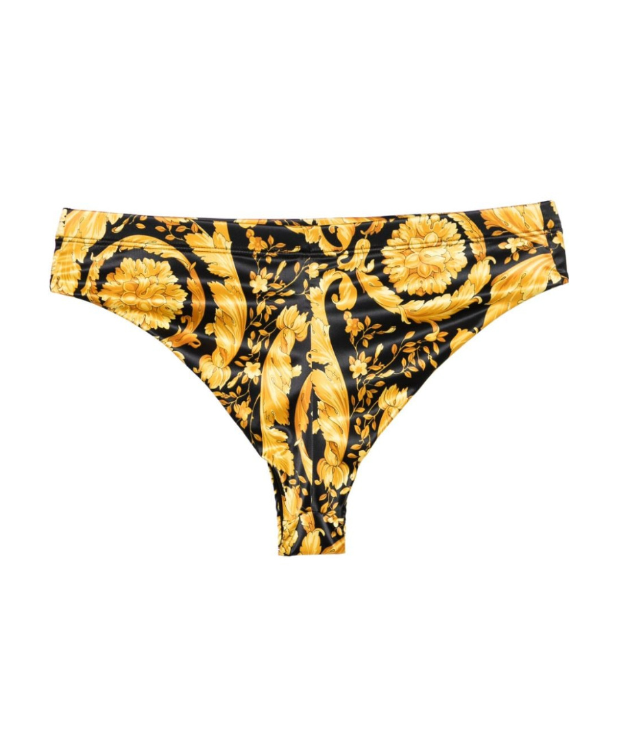 Versace Barocco-print Briefs In Yellow
