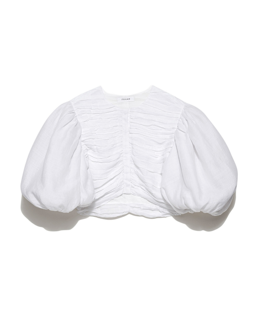 Frame Bubble Sleeve Blouse In White