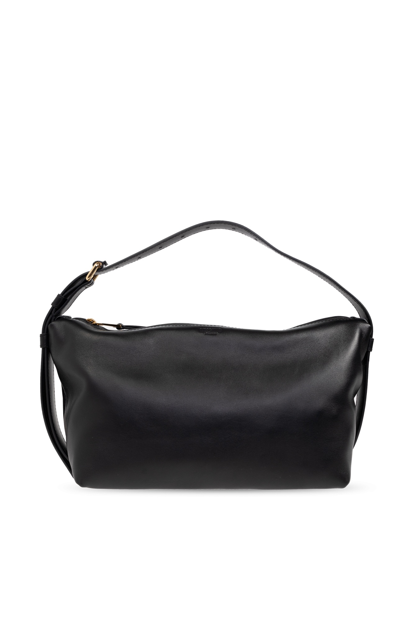 Moschino Slouchy Leather Shoulder Bag In Black