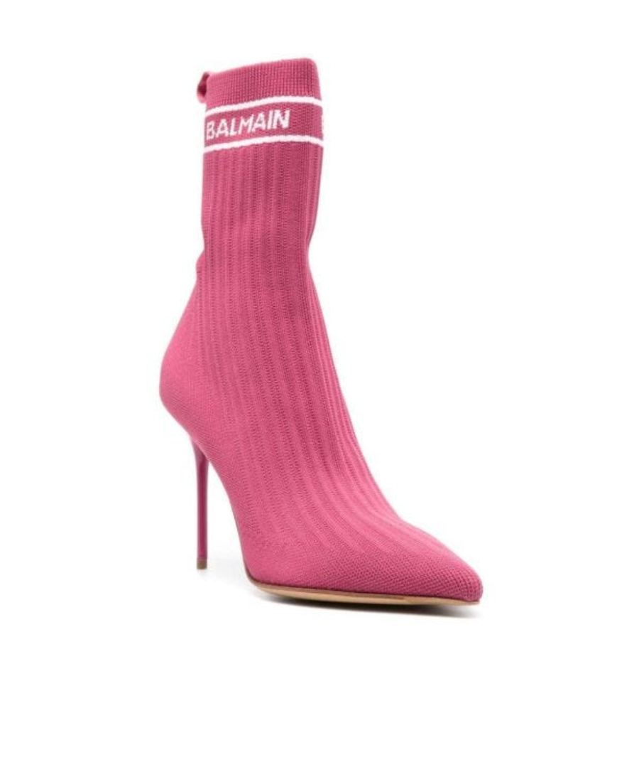 Balmain Skye Stretched Ankle Boots In Pink
