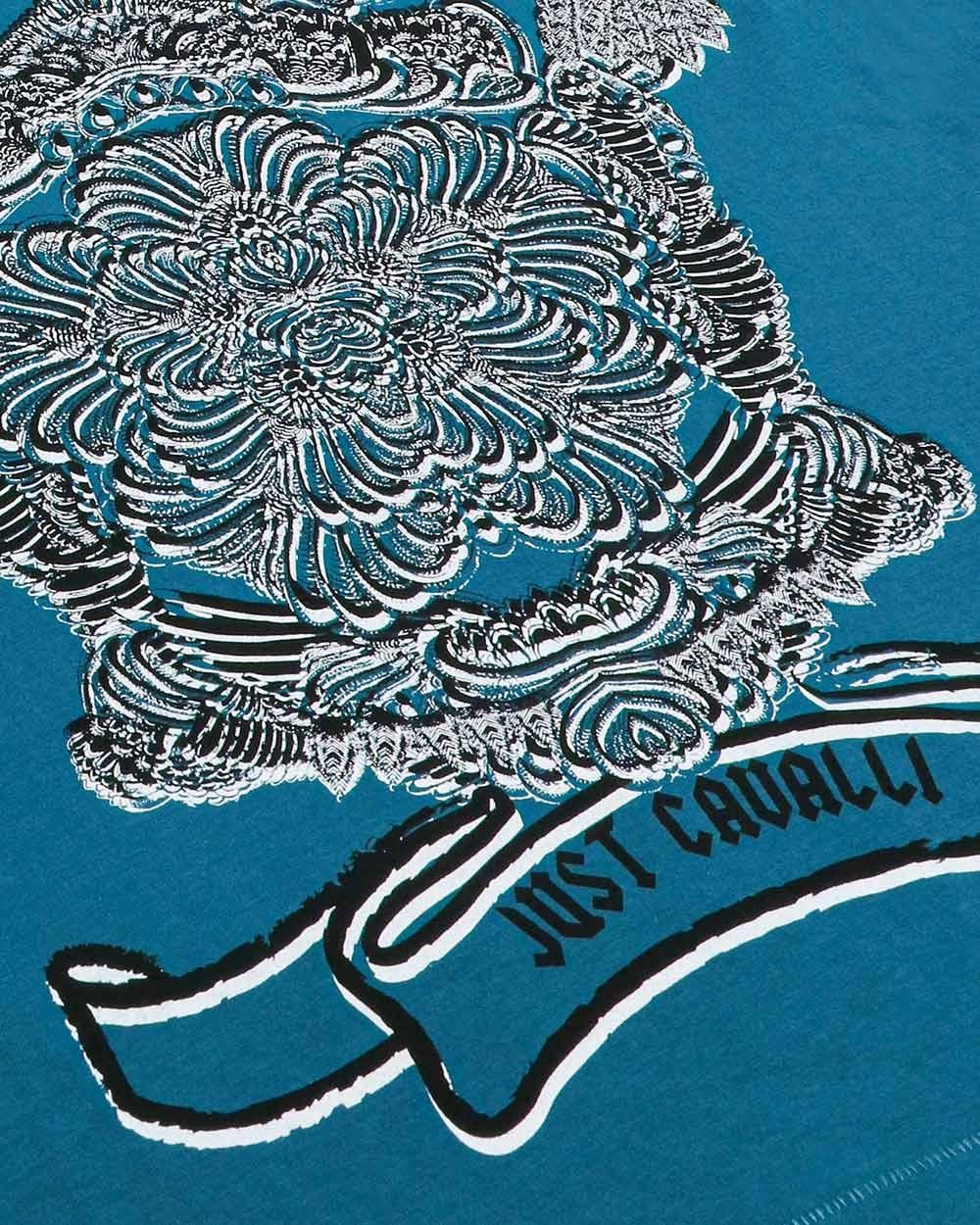 Just Cavalli V-collar Short-sleeved T-shirt In Blue