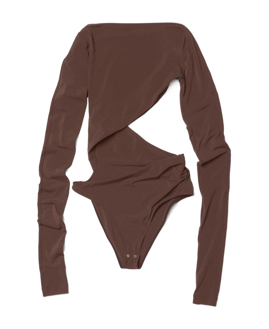 Jacquemus Asymmetric Cropped Bodysuit In Brown