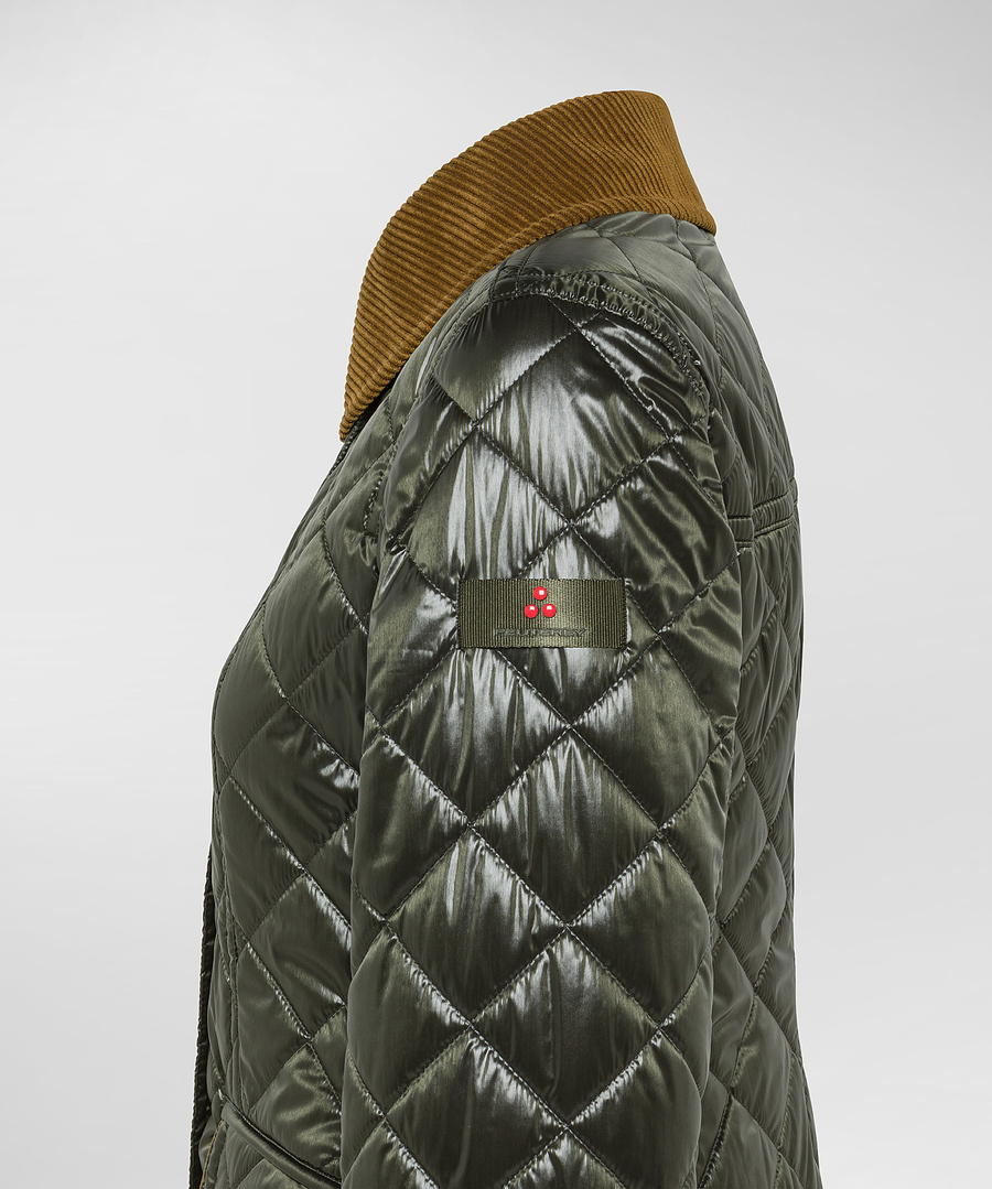 Peuterey Corduroy-collar Quilted Coat In Green