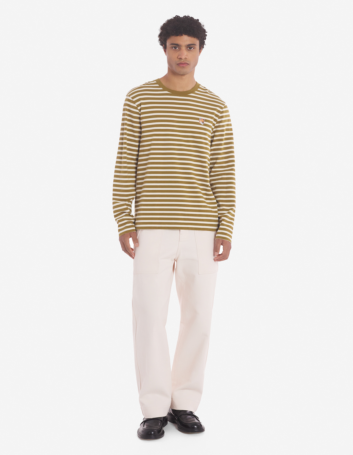 Maison Kitsuné Khaki Bold Fox Head Long Sleeve T-shirt In Brown
