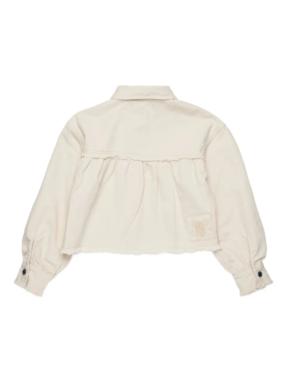 Maxco. Kids Logo Patch Frayed Edge Shirt In Neutral