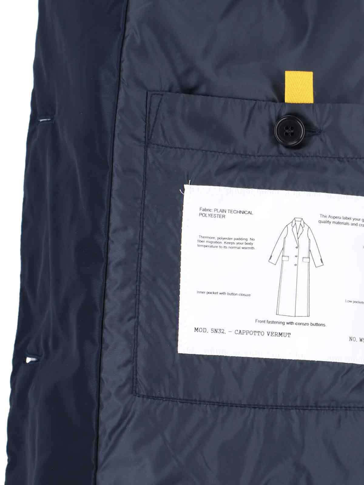 Aspesi Long Length Jacket Notched Lapels In Black