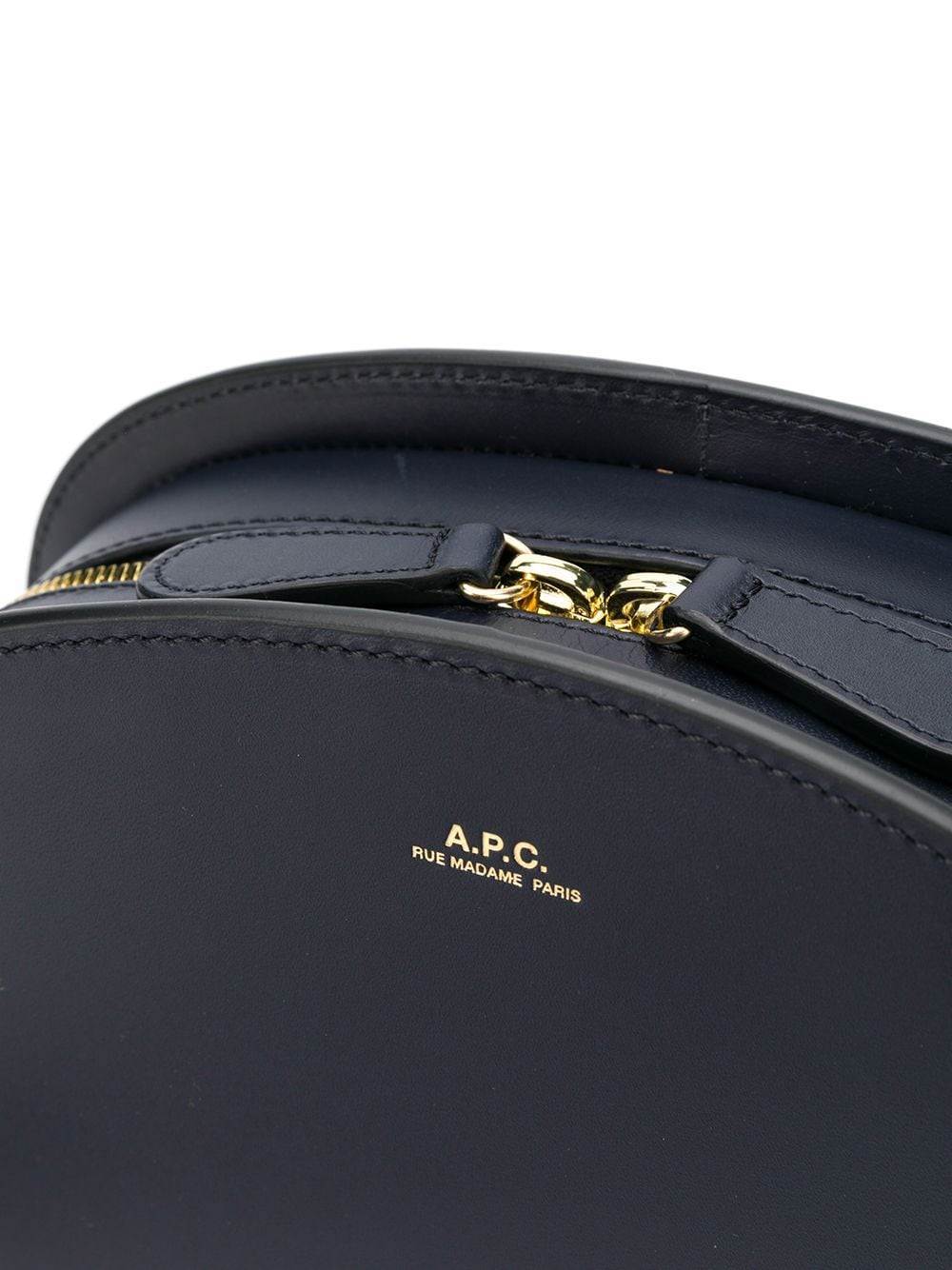 Apc A.p.c. Women Black Leather Mini Demi Lune Shoulder Bag In Black