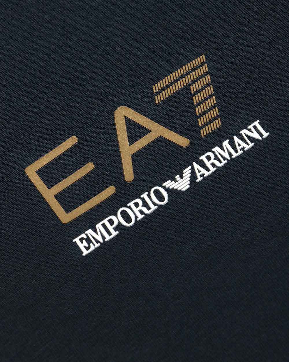 Ea7 Logo T-shirt With Round Neck In Black