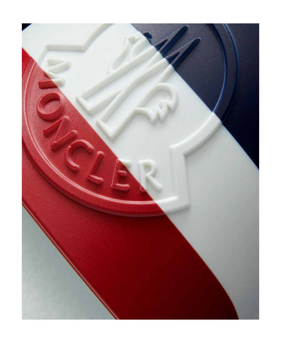 Moncler Striped Logo-detail Slides In Gray