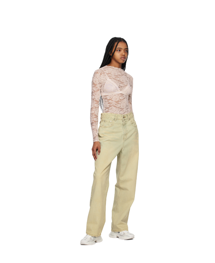 We11 Done T-shirt With Round Neck And Long Sleeves In Nude