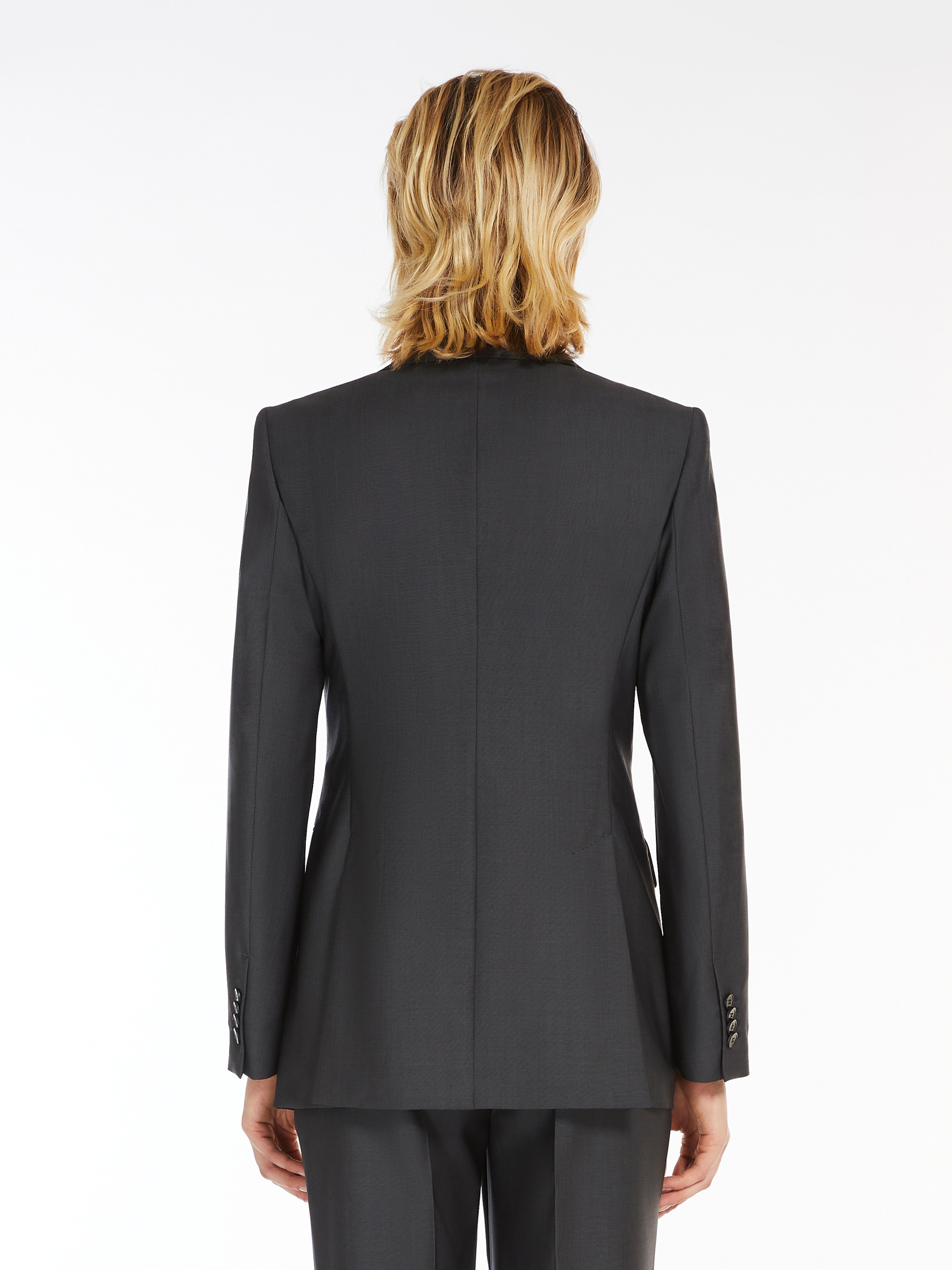 Max Mara Wool Single-breasted Suit Coat In Gray
