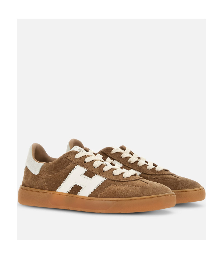 Hogan Stylish Sneakers With Contrast Panel And Suede Finish In Brown