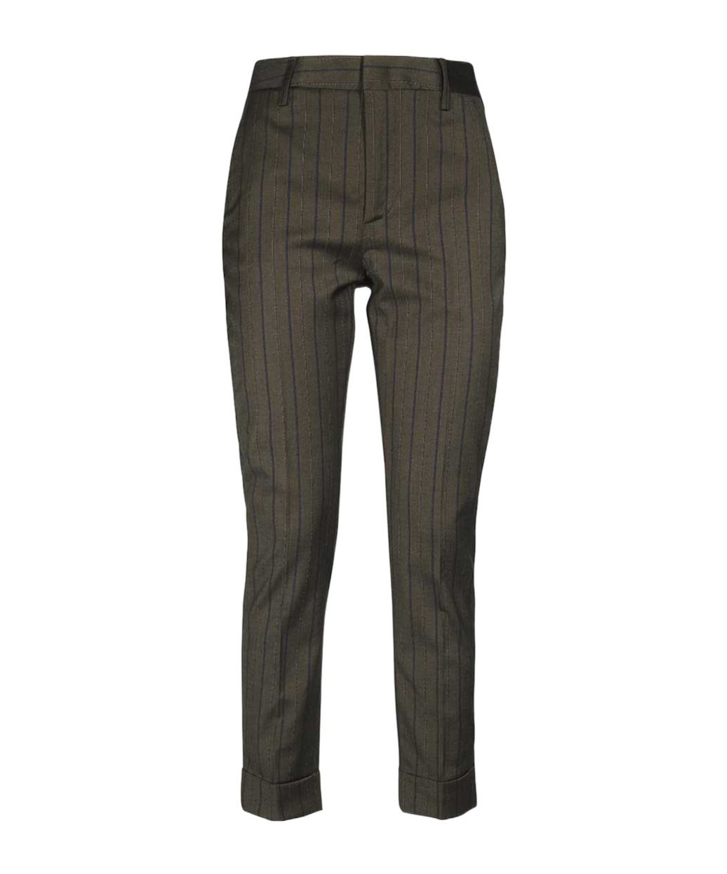 Dondup Striped Cropped Trousers In Black