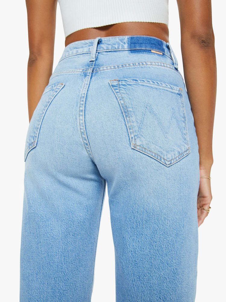 Mother Lasso Sneak Jeans In Combined Cotton Stretch In Blue